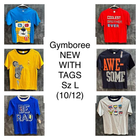 6 NEW Gymboree Graphic T-Shirts, Size Large (10-12) (10A) - Picture 1 of 4